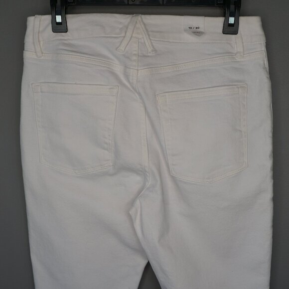New Good American Good Straight High Waist Raw Hem Jeans in White037 size 10/30 - Picture 9 of 16